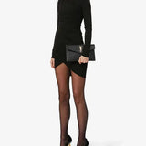 Ysl Saint Laurent Black Leather Uptown Clutch